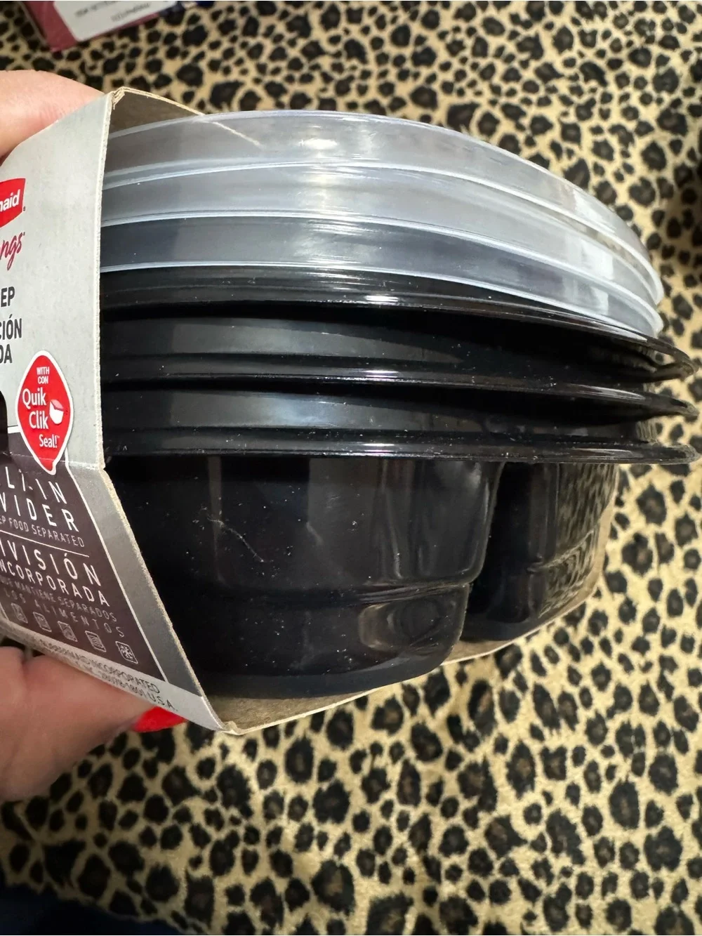 Rubbermaid TakeAlongs Meal Prep Divided Snack Containers - Clear/Black